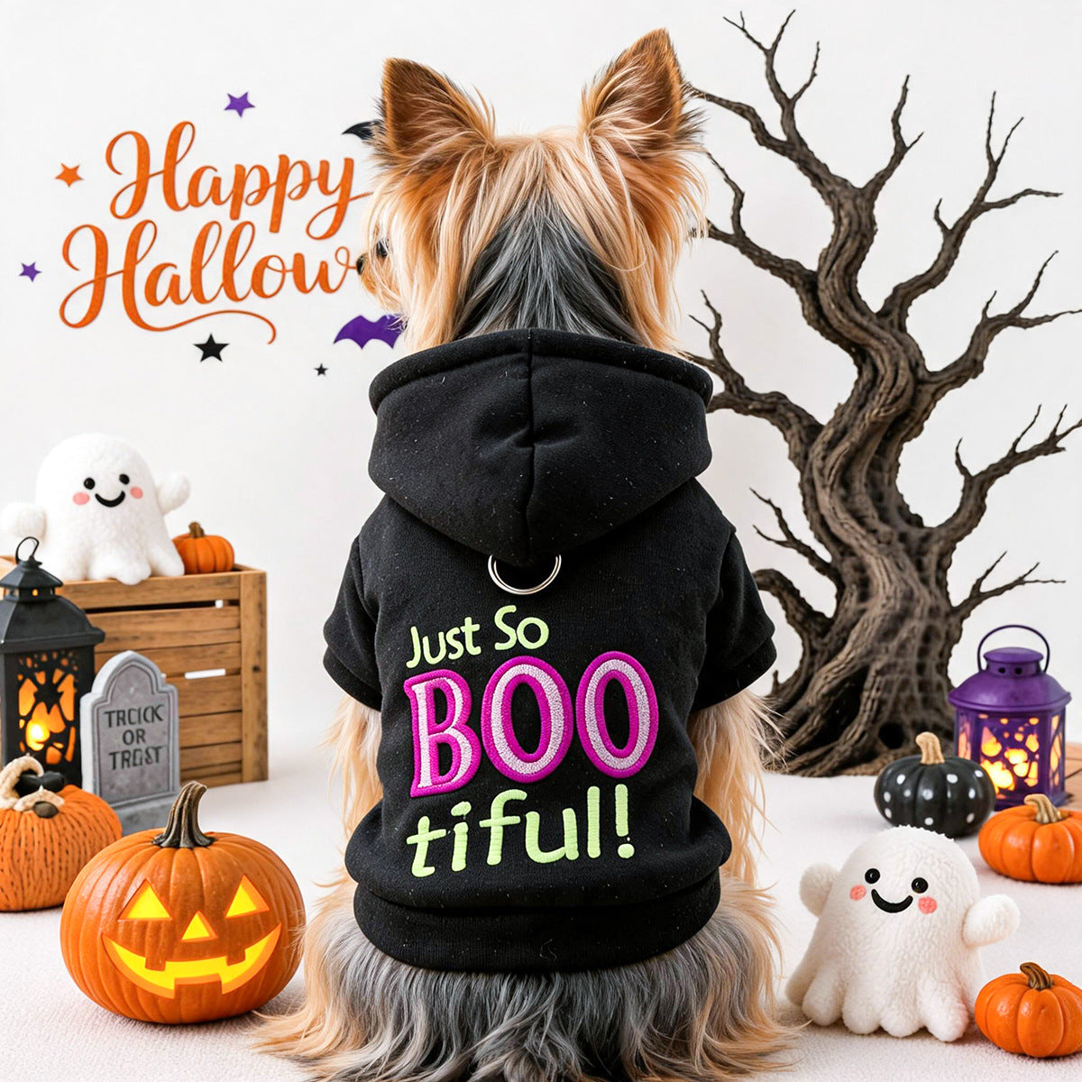 Sudadera de Halloween "BOO" para mascotas.